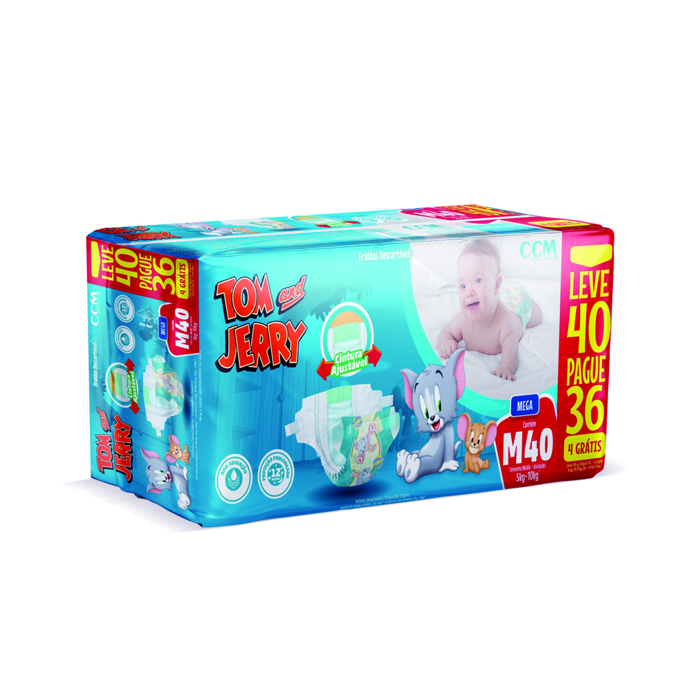Fralda Tom & Jerry M 40 Unidades